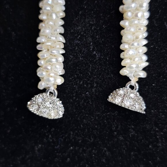 Authentic Freshwater Pearl Necklace And Bracelet Set Diamond ? Clasps VTG Read - Picture 8 of 13